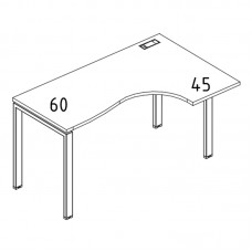 Стол эргономичный правый "Классика" на металлокаркасе UNO (120x90x75) 45*
